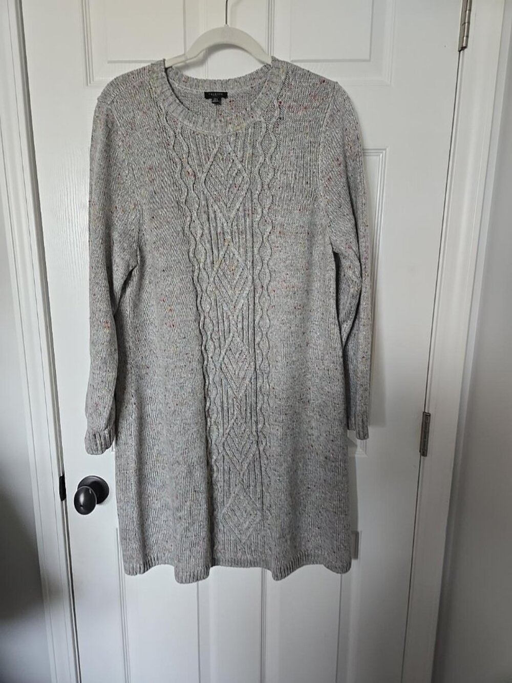 Talbots PXL Gray Flecked Cable Knit Swater Dress, NWT